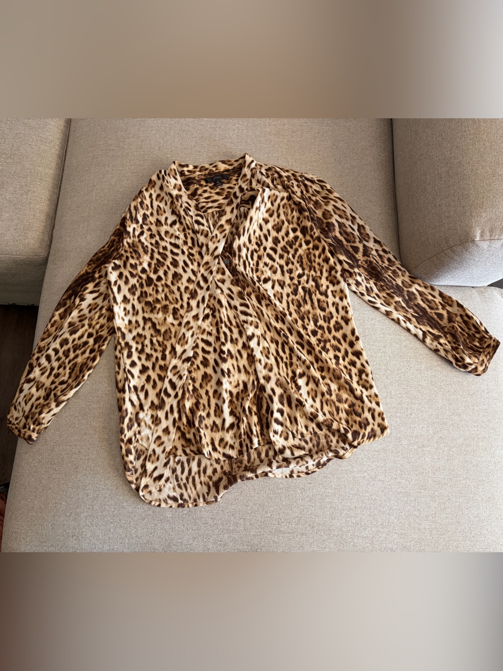 J. Crew Leopard Print Button-Up Blouse - Brown & Tan